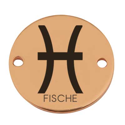 Coin Armbandverbinder Sternzeichen "Fische", 15 mm, vergoldet, Motiv lasergraviert 