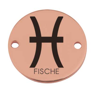 Coin Armbandverbinder Sternzeichen "Fische", 15 mm, rosevergoldet, Motiv lasergraviert 