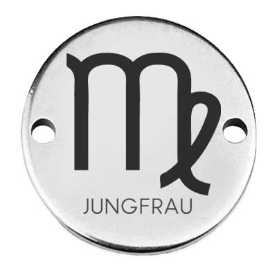 Coin Armbandverbinder Sternzeichen "Jungfrau", 15 mm, versilbert, Motiv lasergraviert 