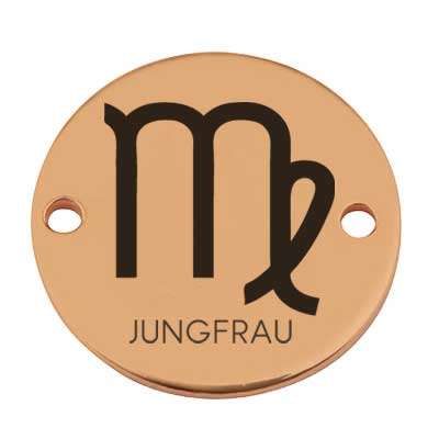Coin Armbandverbinder Sternzeichen "Jungfrau", 15 mm, vergoldet, Motiv lasergraviert 