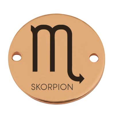 Coin Armbandverbinder Sternzeichen "Skorpion", 15 mm, vergoldet, Motiv lasergraviert 