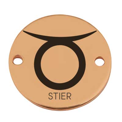 Coin Armbandverbinder Sternzeichen "Stier", 15 mm, vergoldet, Motiv lasergraviert 