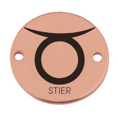 Coin Armbandverbinder Sternzeichen "Stier", 15 mm, rosevergoldet, Motiv lasergraviert 