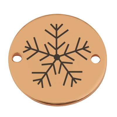 Coin Armbandverbinder Weihnachten "Eisblume", 15 mm, vergoldet, Motiv lasergraviert 