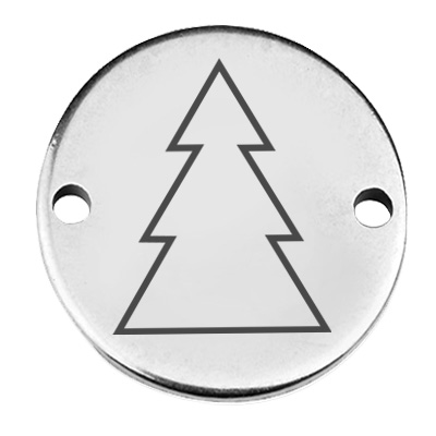 Coin Armbandverbinder Weihnachten "Tannenbaum", 15 mm, versilbert, Motiv lasergraviert 