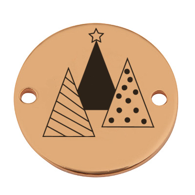 Coin Armbandverbinder Weihnachten "Tannenbaumgruppe", 15 mm, vergoldet, Motiv lasergraviert 