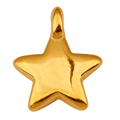 Metal pendant star, 10 x 8 mm, gold-plated 