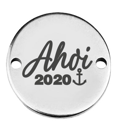 Coin Armbandverbinder "Ahoi 2020", 15 mm, versilbert, Motiv lasergraviert 