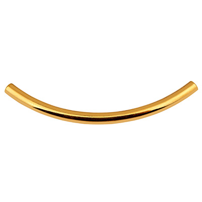 Metal bead curved tube, 48 x 3 mm, inner diameter 2.4 mm, gold-plated 