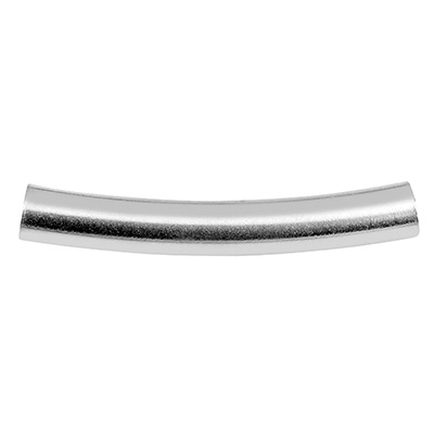 Perle en métal, tube courbé, 20 x 3 mm, diamètre intérieur 2,4 mm, argenté 