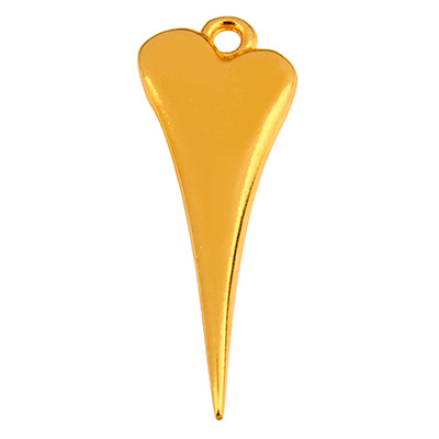 Metal pendant heart, 28 x 10 mm, gold-plated 