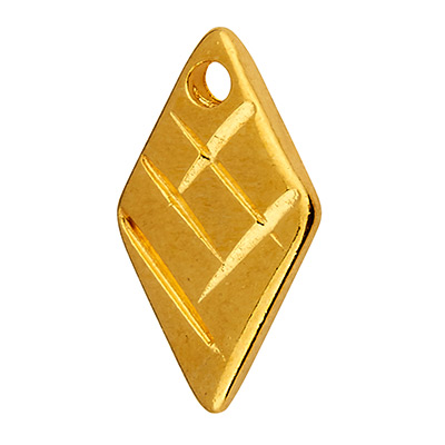 Metal pendant rhombus, 14 x 7 mm, gold-plated 