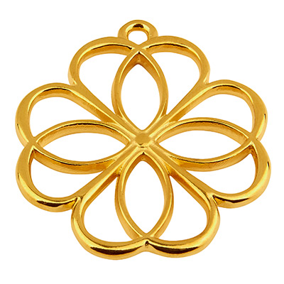 Metal pendant flower, 36 x 33 mm, gold-plated 
