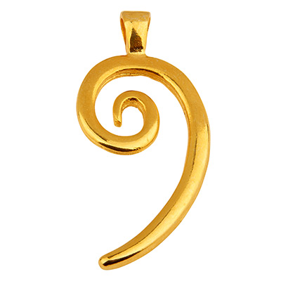 Metal pendant spiral, 53 x 24 mm, gold-plated 