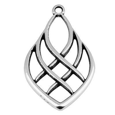 Metal pendant oval, 26.5 x 16 mm, silver-plated 