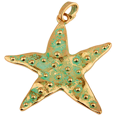 XXL metal pendant starfish, 72.5 x 70 mm, gold-plated 