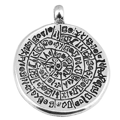 Metal pendant disc, 41 x 32 mm, silver-plated 
