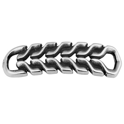 Bracelet connector square, 40.5 x 11.5 mm, silver-plated 