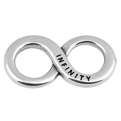 Infinity bracelet connector, 35 x 18 mm, silver-plated 