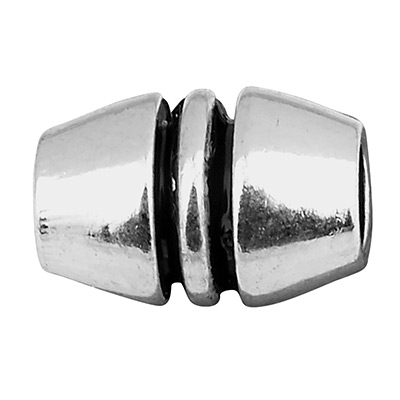 Metal bead olive, 7 x 5 mm, silver plated 