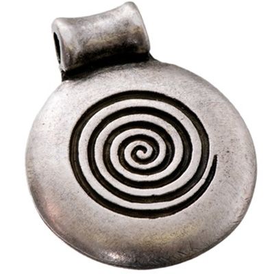 Pendentif métal spirale, env. 32 mm,argenté 