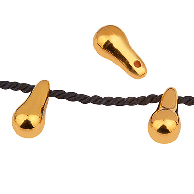 Metal bead drop, 5 x 10 mm, hole diameter 1 mm, gold-plated 