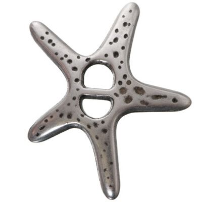 Mini slider starfish, approx. 44.5 x 36 mm,silver plated 