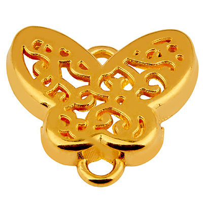 Bracelet connector butterfly, 16 x 13 mm, gold-plated 