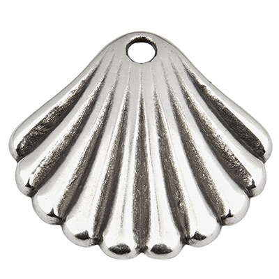 Metalen hanger schelp, 19 x 18 mm, verzilverd 