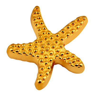 Metal bead starfish 10 x 8 mm, hole diameter 1.8 mm, gold plated 