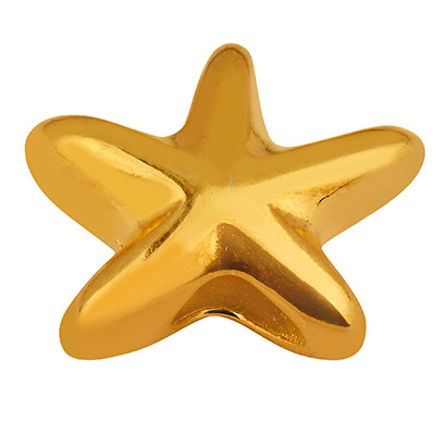 Metal bead starfish, 15 x 17 mm, hole diameter 4.8 mm, gold-plated 