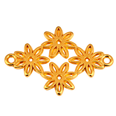 Connecteur de bracelet fleur, 21 x 25 mm, doré 