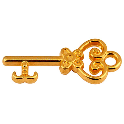 Metal pendant key, 9 x 19 mm, gold-plated 