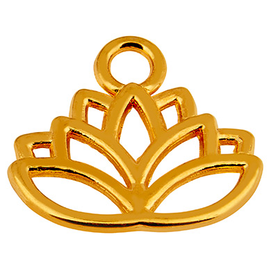 Metal pendant lotus, 17 x 11 mm, gold-plated 