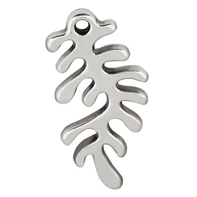 Metal pendant coral, 11 x 22 mm, silver plated 