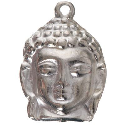 Metallanhänger Buddha, ca. 20 x 25 mm,versilbert 