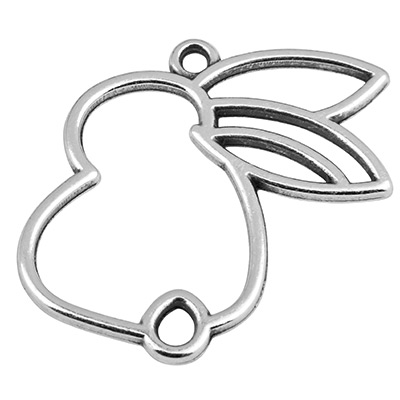 Metal pendant bunny, 27.5 x 27.5 mm, silver-plated 
