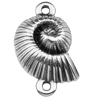 Bracelet connector shell, 42 x 20 mm, silver-plated 