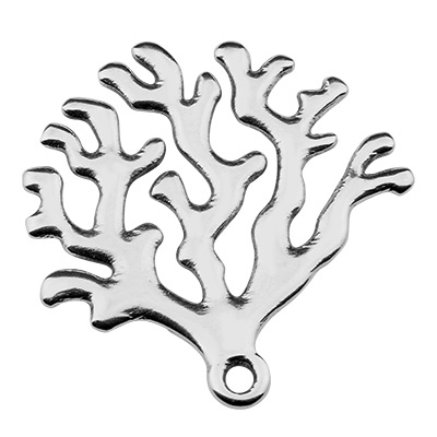 Metal pendant coral, 29 x 30 mm, silver plated 