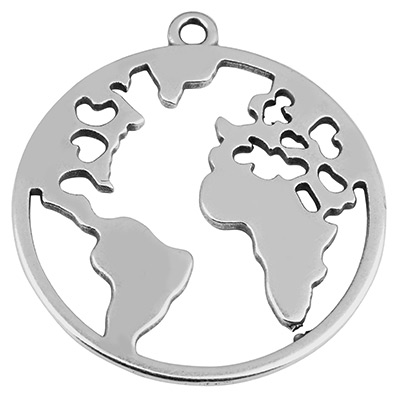 Metal pendant round, globe, 28 mm, silver-plated 