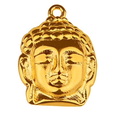 Metal pendant Buddha, approx. 20 x 25 mm,gold plated 