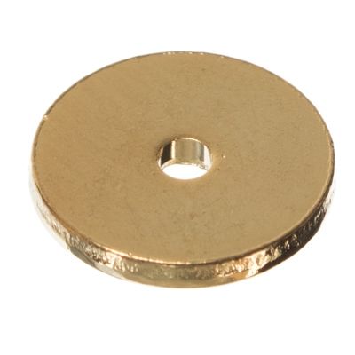 Metalen kraal schijfje, diameter ca. 8 mm, verguld 