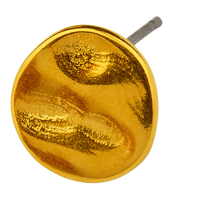 Boucle d'oreille ronde diamètre 10 mm, avec tige en titane, doré 