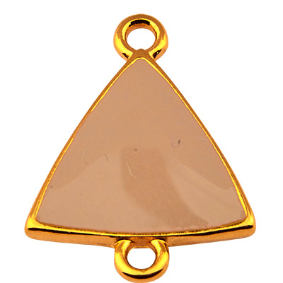 Connecteur de bracelet triangulaire avec 2 oeillets, doré et émaillé gris 
