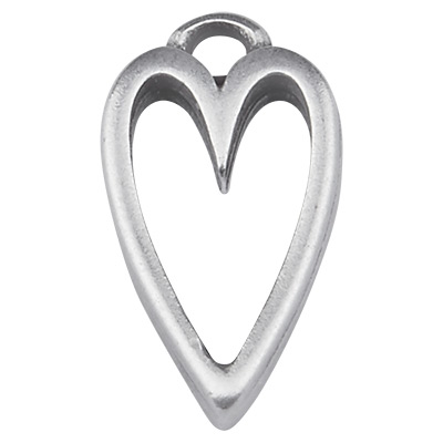 Metal pendant heart 15 mm, silver plated 