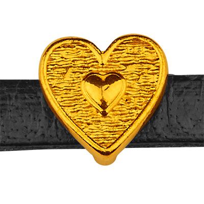 Mini-slider coeur pour rubans de 5 mm de large, doré 