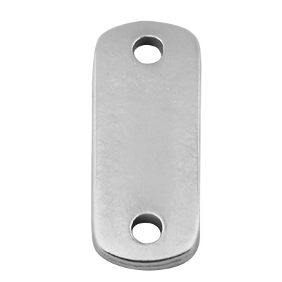 Bracelet connector square 12 x 5 mm with 2 eyelets, silver plated 