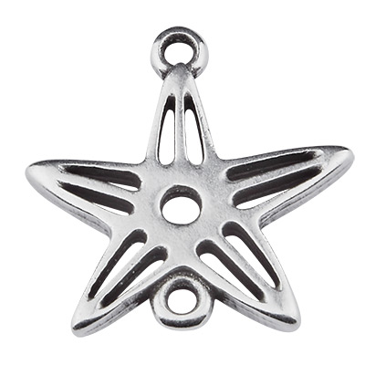 Bracelet connector starfish with setting for chatons PP32, 19.5 x 19 mm, silver plated 