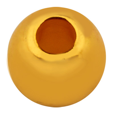 Metal bead ball, 3.0 x 3.5 mm, hole diameter 1.3mm, gold plated 