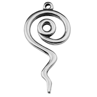MetalMetal pendant spiral, 48 x 22.5 mm, silver-plated 